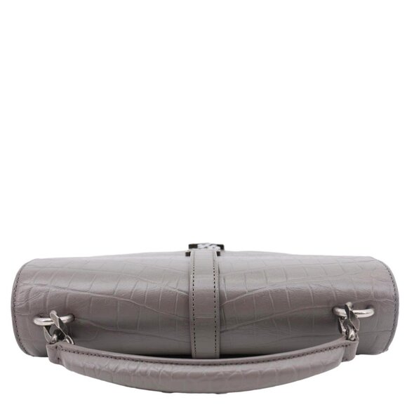 Yves Saint Laurent  College Medium Crocodile Embossed Leather Satchel Bag Gray - Picture 5 of 15